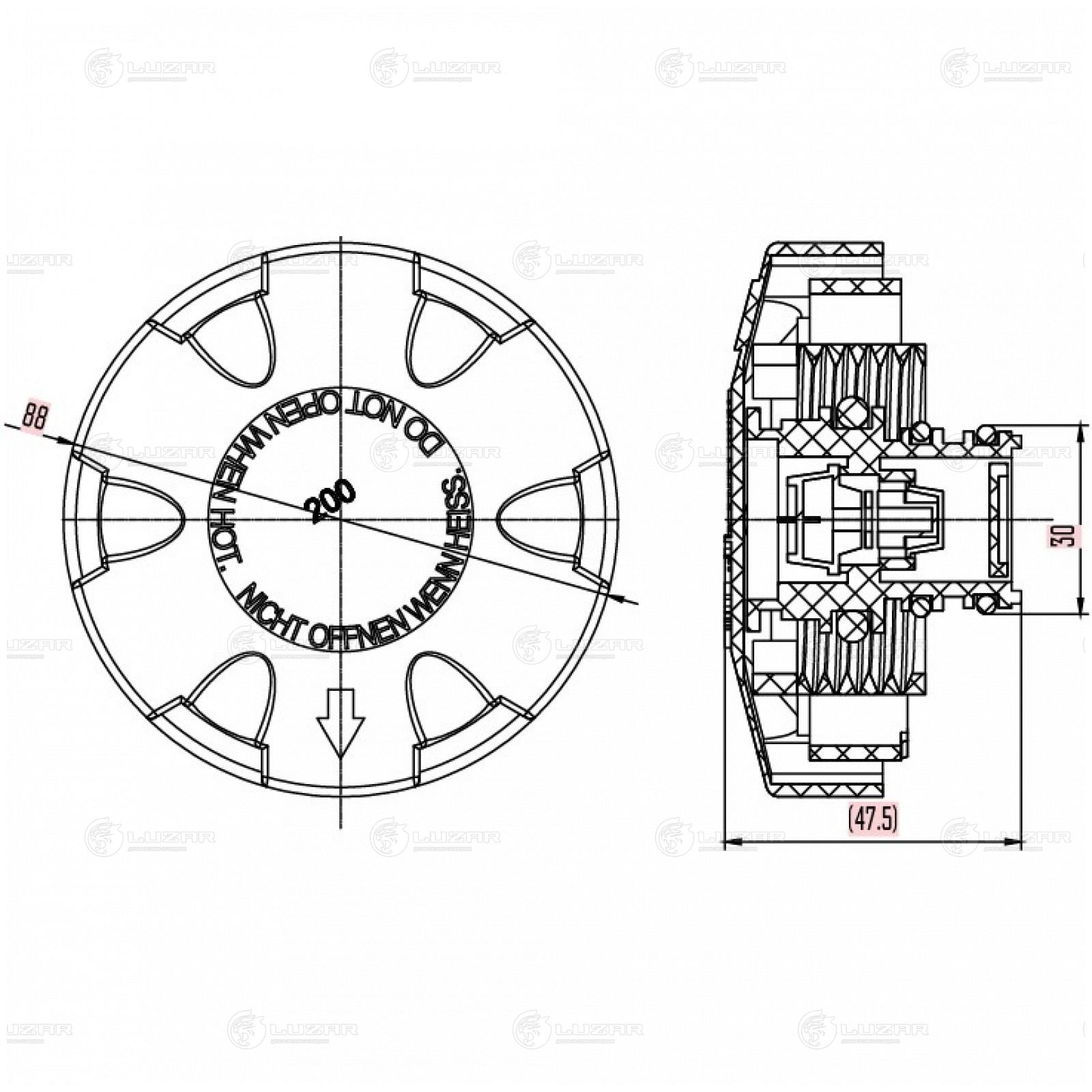 LUZAR LL2605 Крышка (пробка) расширительного бачка для а/м BMW X5 (E70) (07-)/5 (F10) (10-)/3 (F30) (11-) 2.0bar