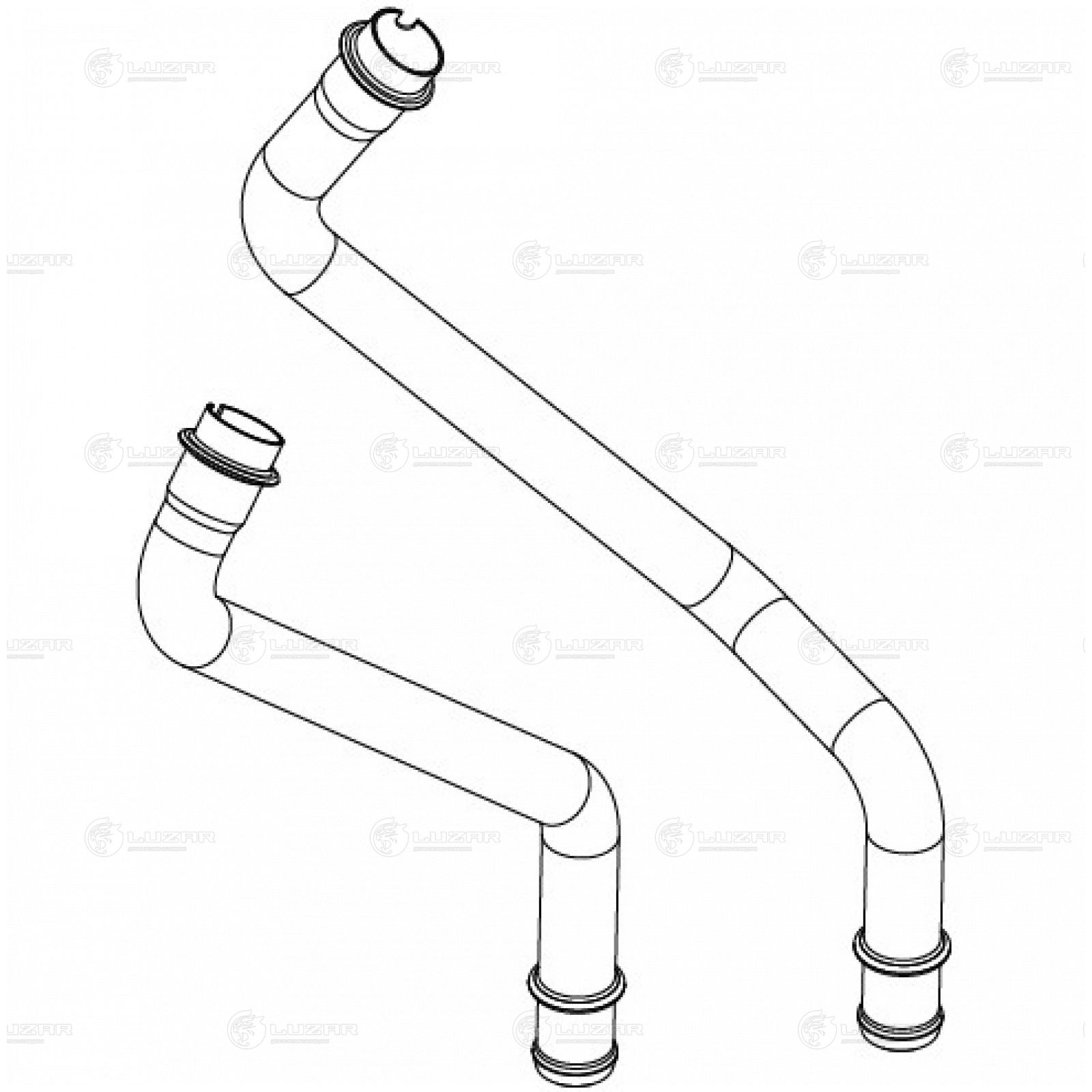 LUZAR LPKH0999 Патрубки радиатора отоп. RENAULT LOGAN (04-)/SANDERO (08-) (алюм.) (кмпл., 2шт.)