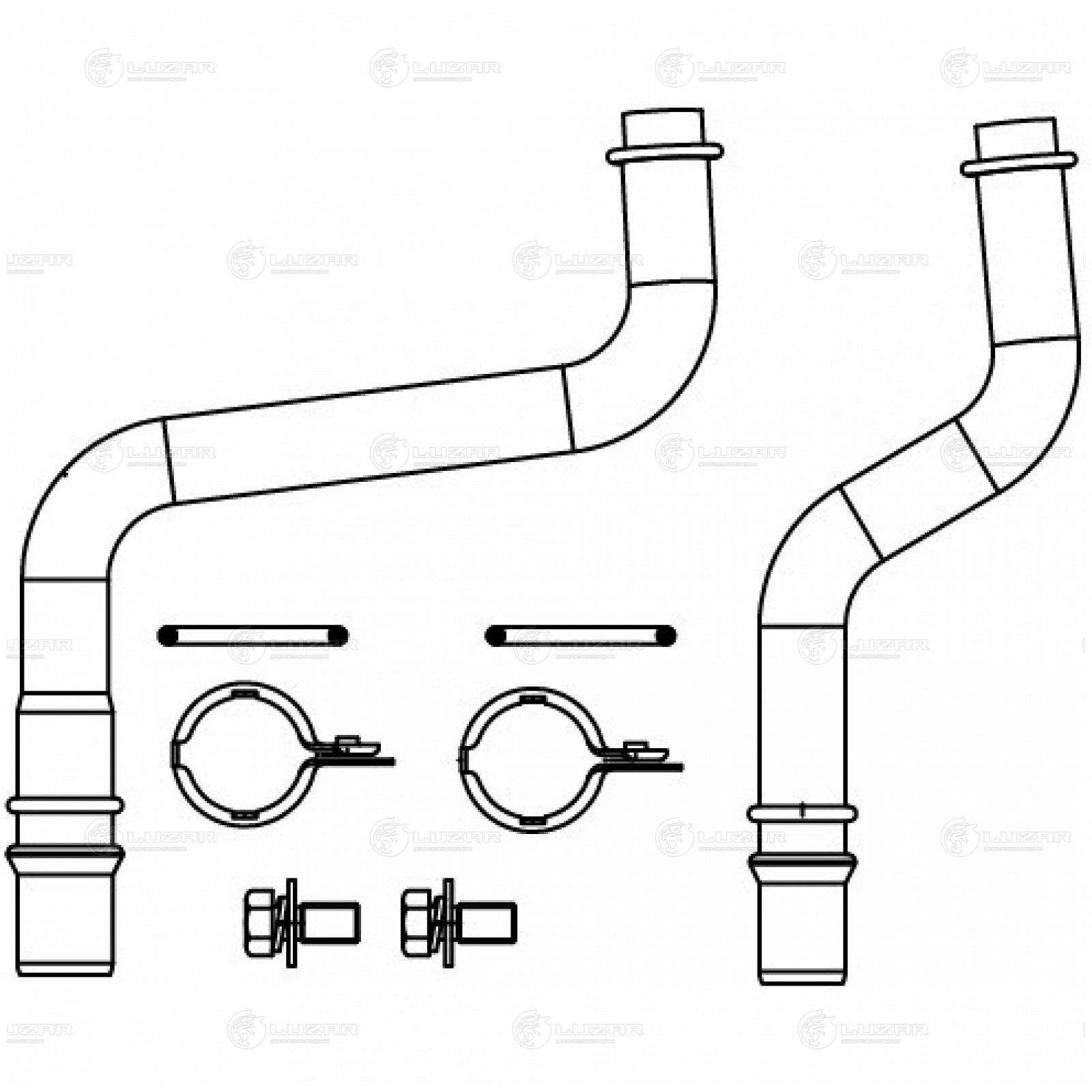 LUZAR LPKH1680 Патрубки радиатора отоп. для а/м Fiat Ducato (06-)/PSA Boxer (06-) (кмпл, 2шт.) (LPKh 1680)