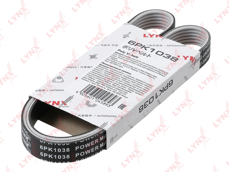 LYNXAUTO 6PK1038 Ремень поликлиновой (EPDM, Power Max)
