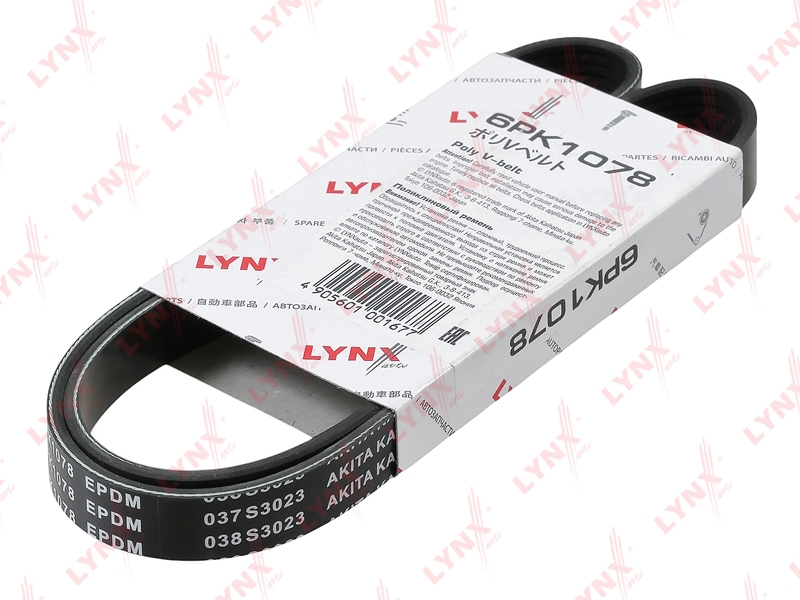 LYNXAUTO 6PK1078 Ремень поликлиновой (EPDM, Power Max)