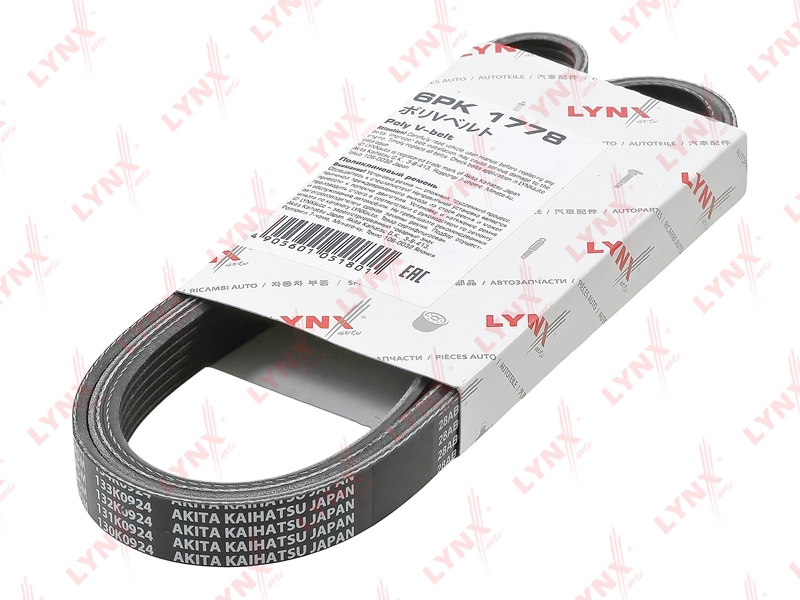 LYNXAUTO 6PK1778 Ремень поликлиновой подходит для ALFA ROMEO 145 1.9D 99-01, FIAT Bravo 1.9D 98-01, FORD Fiesta 1.25-1.4 95-02 / Transit 2.0-2.3 94-06 / Transit Tourneo 2.0 94-00, MAZDA 121 1.25 96-03, MER 6PK1778