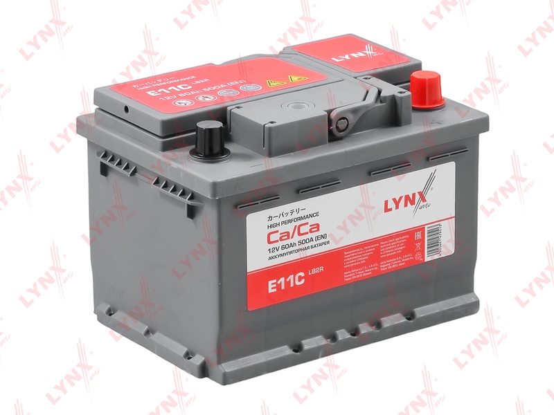 LYNXAUTO E11C Аккумулятор LB2R, 60 Ah, 500 A, обратная, 242X174X174 ETN 56077R