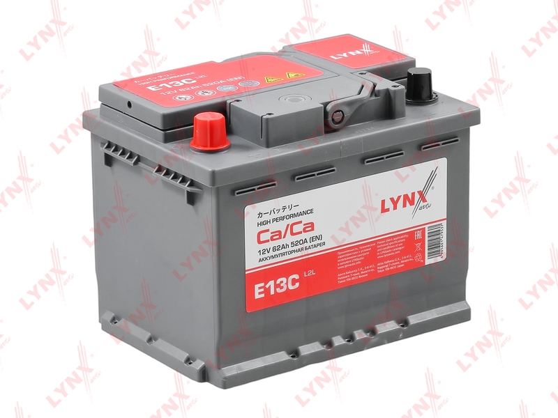 LYNXAUTO E13C Аккумулятор L2L, 62 Ah, 520 A, прямая, 242X174X189 ETN 56219L