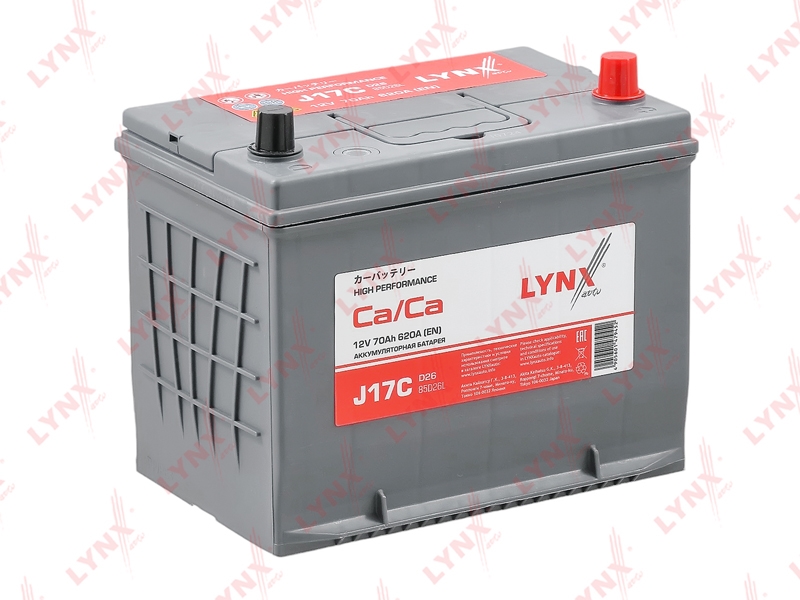 LYNXAUTO J17C Аккумулятор 70 Ah, 620 A, обратная, 260X172X220, JIS 85D26L
