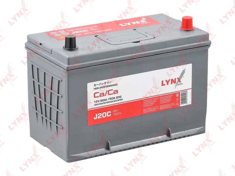 LYNXAUTO J20C Аккумулятор 90 Ah, 750 A, обратная, 301X172X220, JIS 105D31L