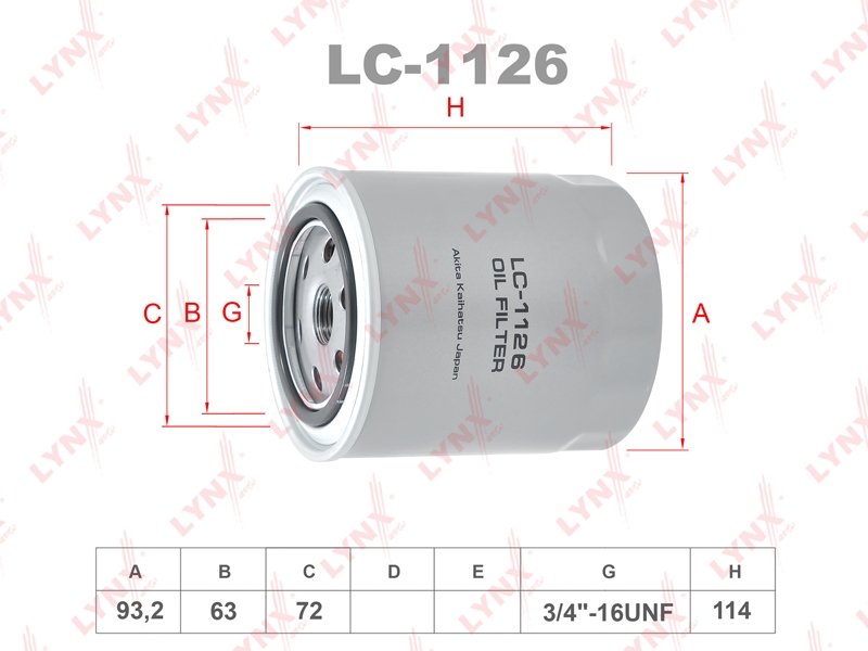 LYNXAUTO LC1126 Фильтр масляный