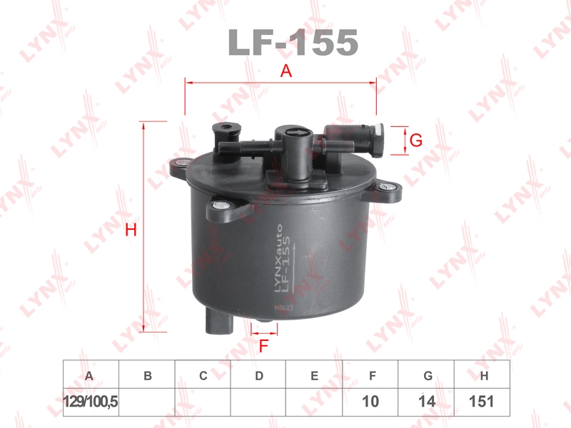 LYNXAUTO LF155 Фильтр топливный FORD MONDEO/CITROEN C5 2.2 HDI 06-