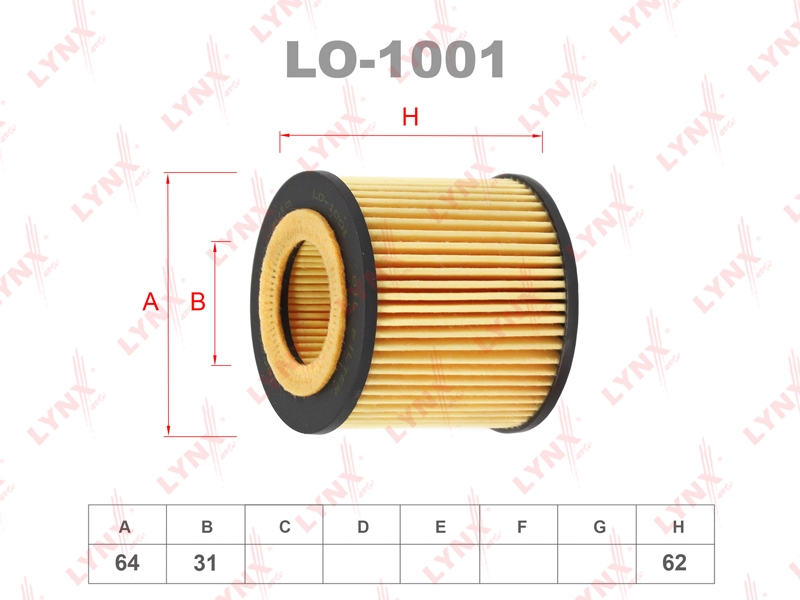 LYNXAUTO LO1001 Фильтр масляный SKODA FABIA 1.2 01-/VW POLO 1.2 01-