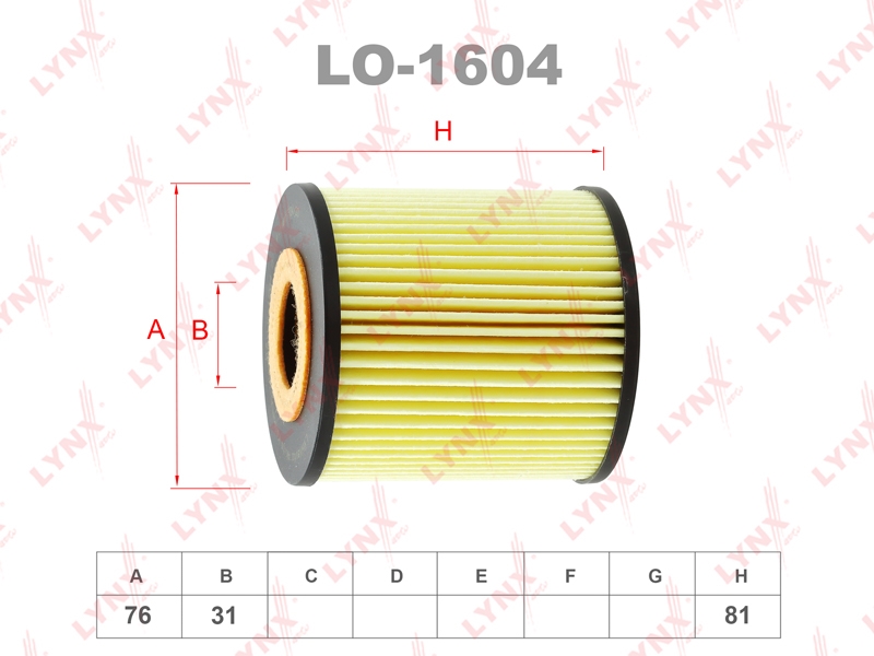 LYNXAUTO LO1604 Фильтр масляный (картридж)