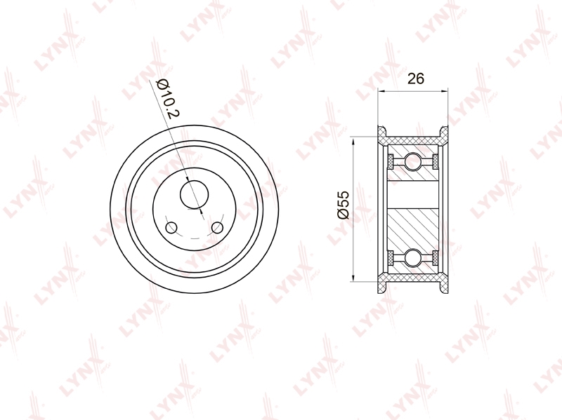 LYNXAUTO PB1025 Ролик натяжной ремня ГРМ LADA 2108-099/2110-12/2113-15/GRANTA 2190/KALINA 1117-19/PRIORA 2170/72