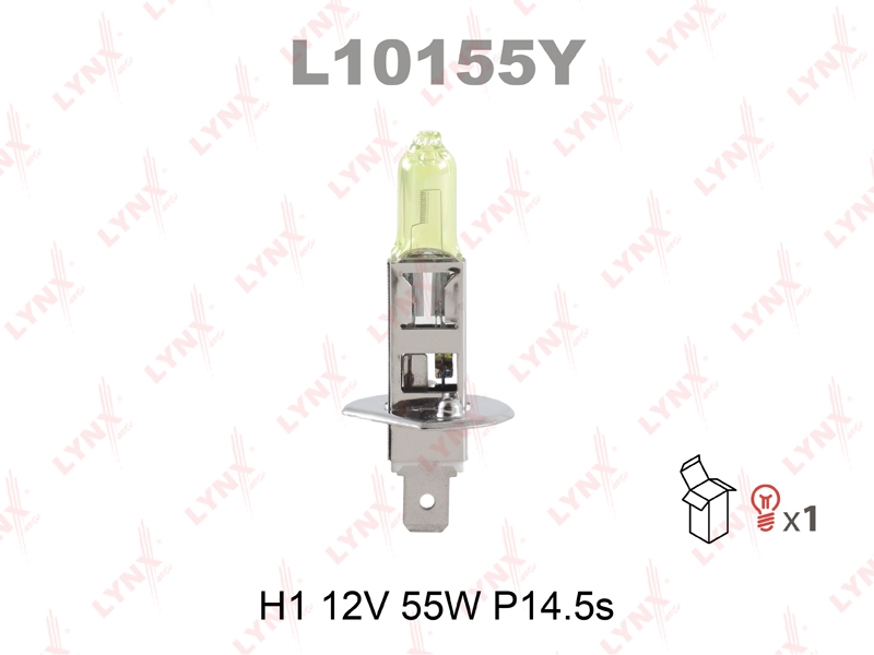 LYNXAUTO L10155Y Лампа галогеновая [H1 12V 55W P14.5S YELLOW]