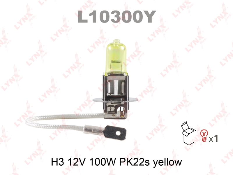 LYNXAUTO L10300Y Лампа H3 12V 100W PK22S YELLOW