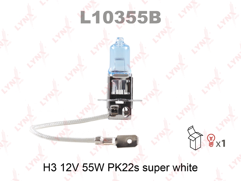 LYNXAUTO L10355B Лампа H3 12V 55W PK22S SUPER WHITE