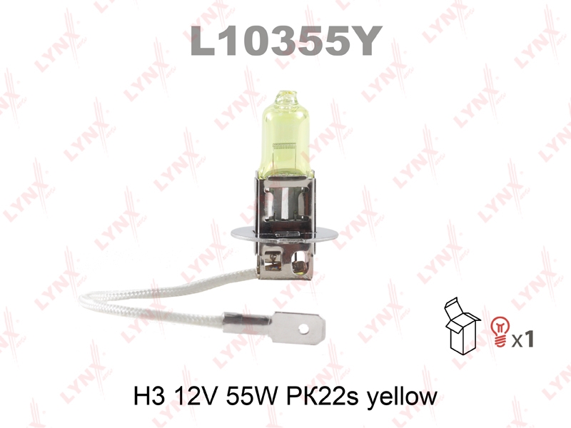 LYNXAUTO L10355Y Лампа H3 12V55W Pk22s YELLOW