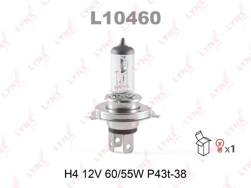 LYNXAUTO L10460 Лампа галогеновая [H4 12V 60/55W P43T-38]
