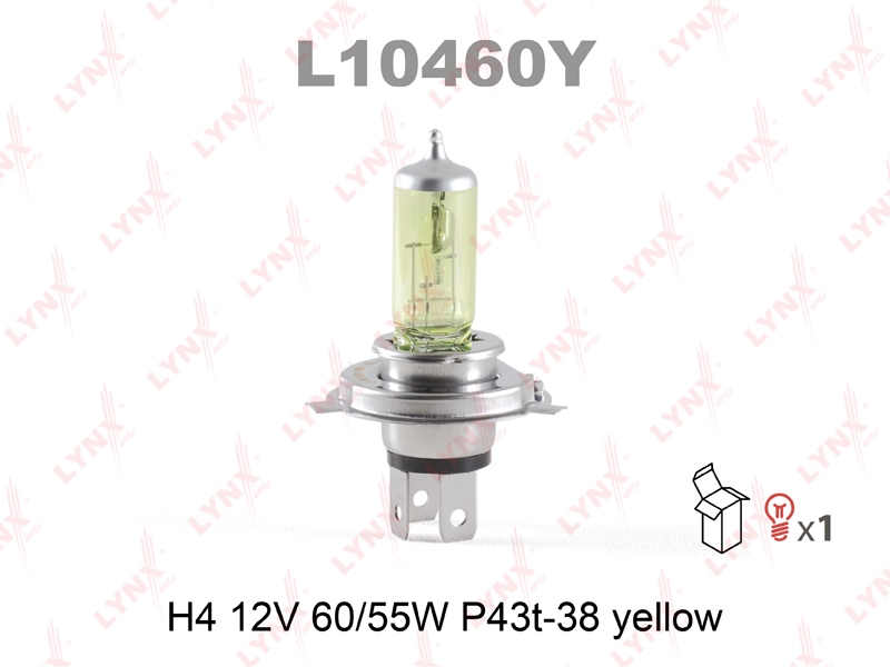 LYNXAUTO L10460Y Лампа H4 12V 60/55W P43T-38 YELLOW