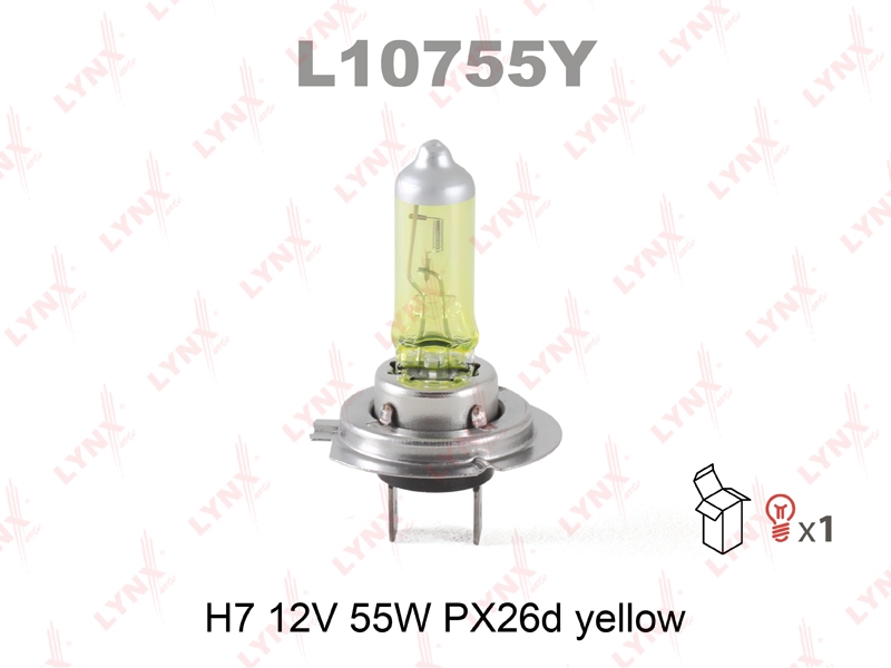 LYNXAUTO L10755Y Лампа H7 12V 55W PX26d YELLOW
