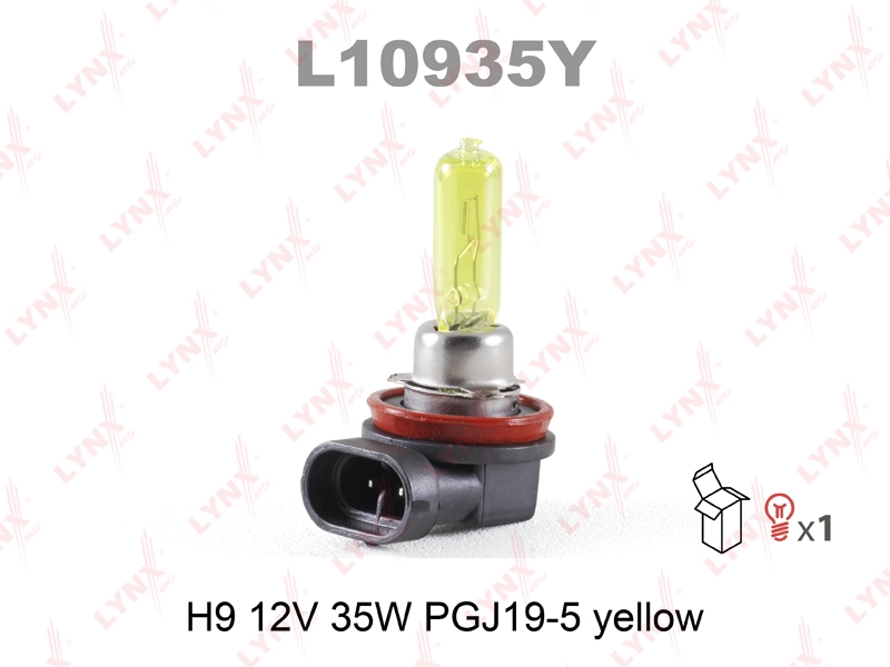 LYNXAUTO L10935Y Лампа H9 12V 35W PGJ19-5 YELLOW