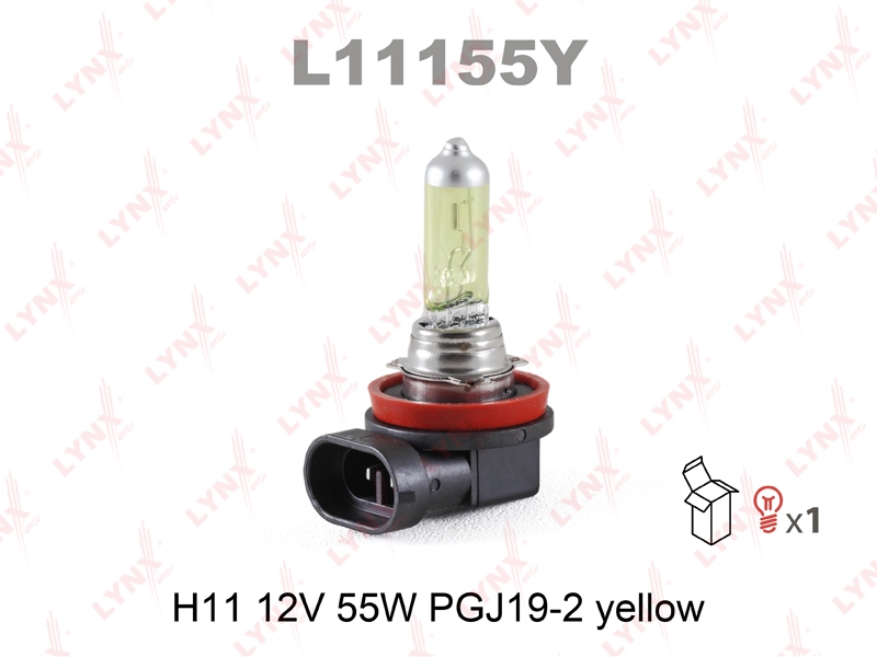 LYNXAUTO L11155Y Лампа галогеновая [H11 12V 55W PGJ19-2 YELLOW]