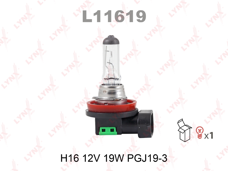LYNXAUTO L11619 Лампа галогеновая H16 12V 19W PGJ19-3  L11619