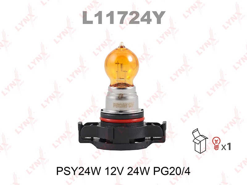 LYNXAUTO L11724Y Лампа PSY24W 12V 24W PG20/4