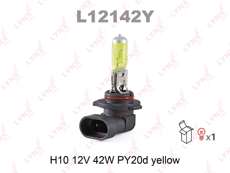 LYNXAUTO L12142Y Лампа H10 12V 42W PY20d YELLOW