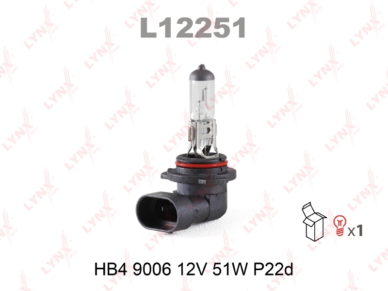 LYNXAUTO L12251 Лампа галогеновая [HB4 9006 12V 51W P22D]