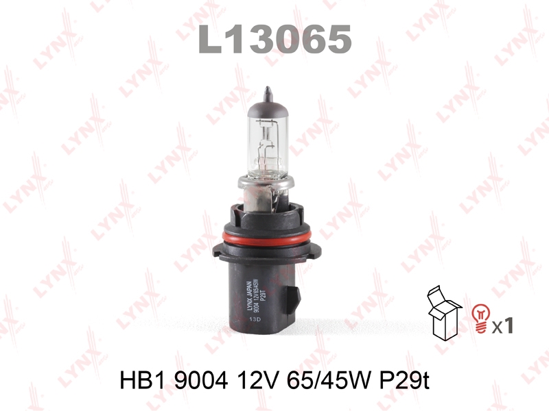 LYNXAUTO L13065 Лампа галогеновая [HB1 9004 12V 65/45W P29T]