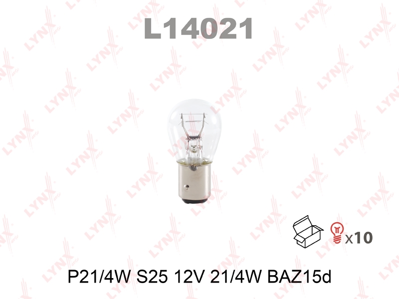 LYNXAUTO L14021 Лампа накаливания [P21/4W S25 12V 21/4W BAZ15D]