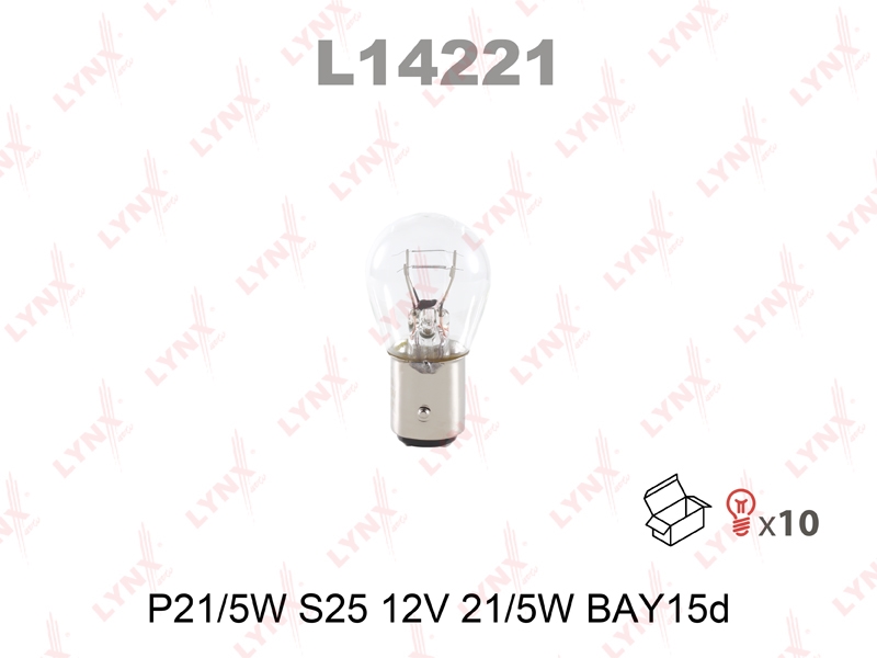LYNXAUTO L14221 Лампа накаливания [P21/5W S25 12V 21/5W BAY15D]