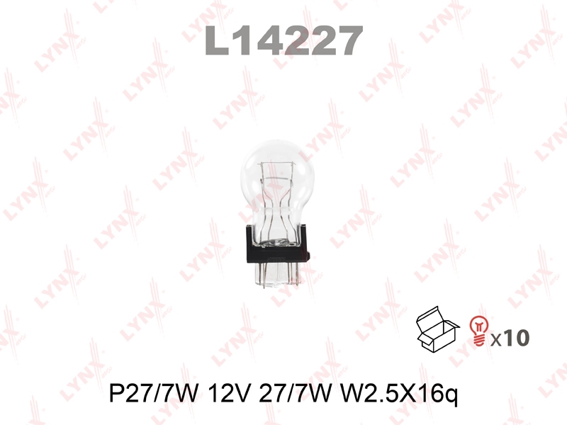 LYNXAUTO L14227 Лампа P27/7 12V 2.5X16Q