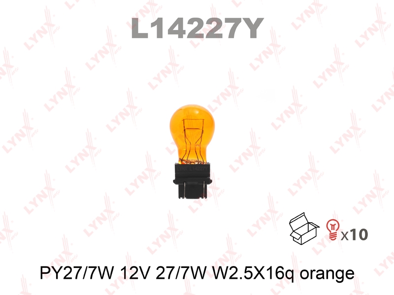 LYNXAUTO L14227Y Лампа PY27/7W 12V 27/7W W2.5x16q amber
