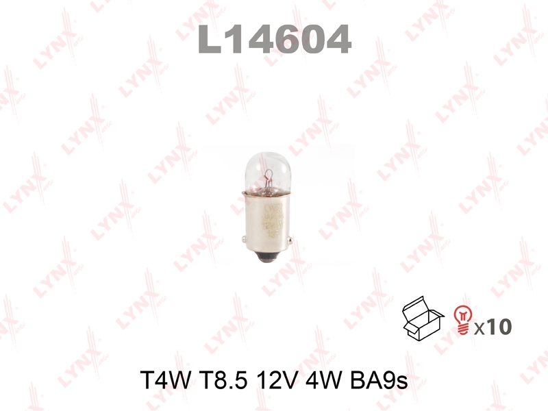 LYNXAUTO L14604 Лампа накаливания [T4W T8.5 12V 4W BA9S]