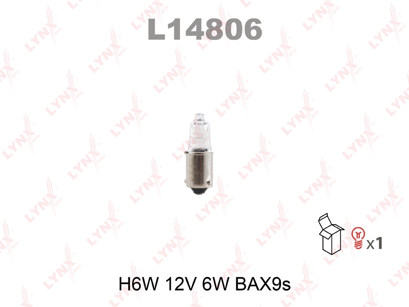 LYNXAUTO L14806 Лампа накаливания [H6W 12V 6W BAX9S]