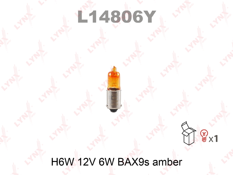 LYNXAUTO L14806Y Лампа H6W 12V BAX9s AMBER