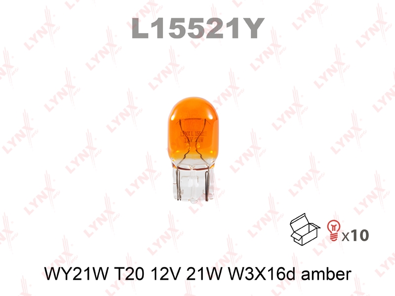 LYNXAUTO L15521Y Лампа WY21W 12V 21W W3X16d T20 AMBER
