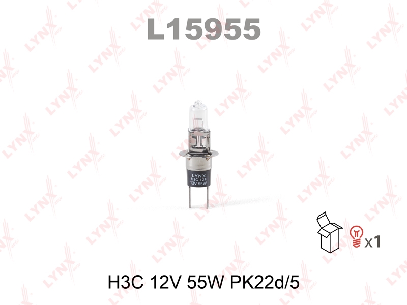 LYNXAUTO L15955 Лампа галогеновая [H3C 12V 55W PK22d/5]