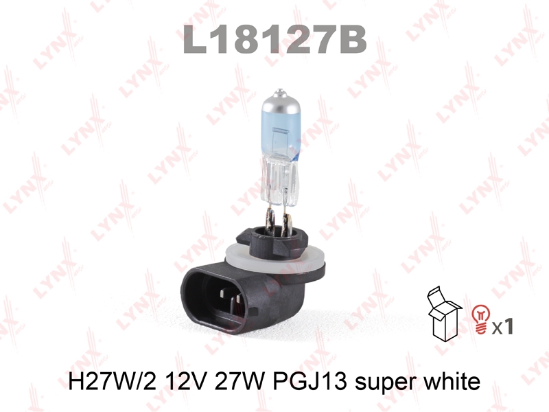 LYNXAUTO L18127B Лампа H27W/2 12V PGJ13 SUPER WHITE
