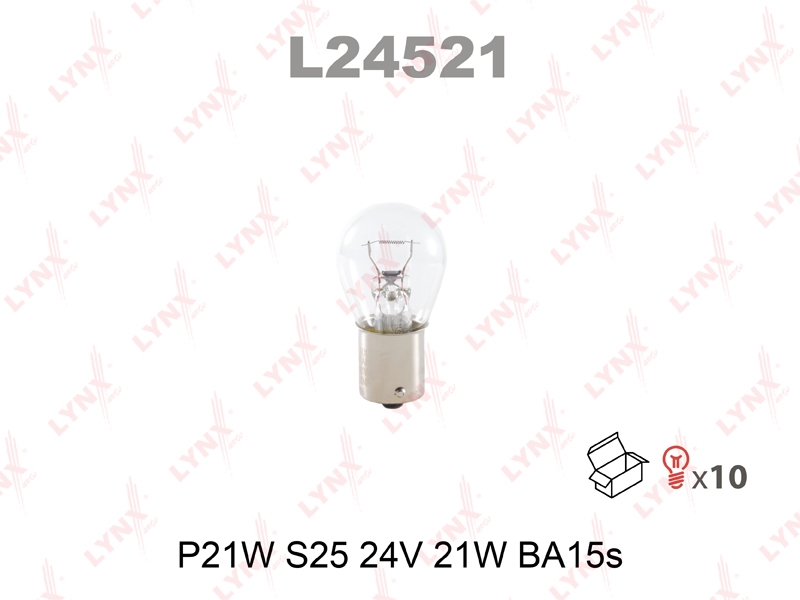 LYNXAUTO L24521 Лампа накаливания [P21W S25 24V 21W BA15S]