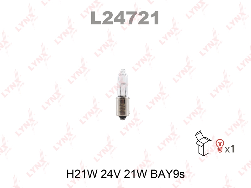 LYNXAUTO L24721 Лампа накаливания [H21W 24V 21W BAY9S]