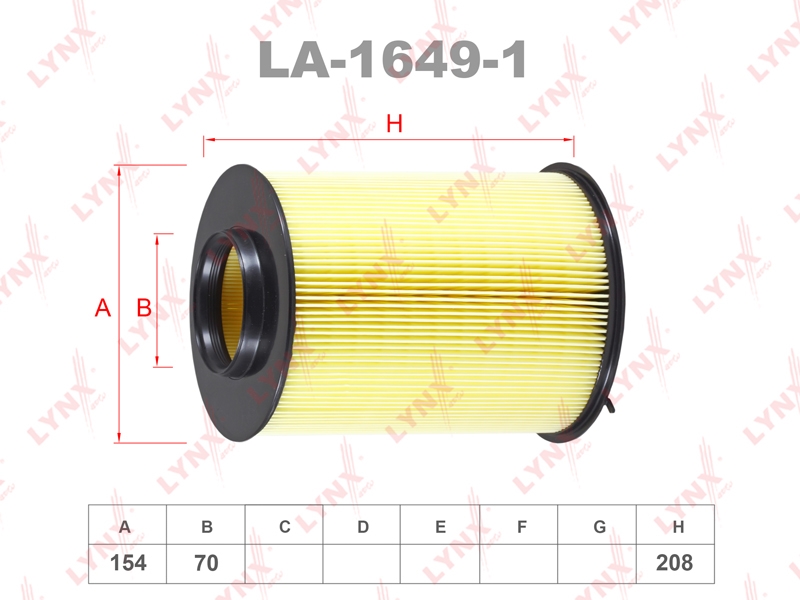 LYNXAUTO LA16491 Фильтр воздушный FORD FOCUS 04-/VOLVO S40/V50 04-