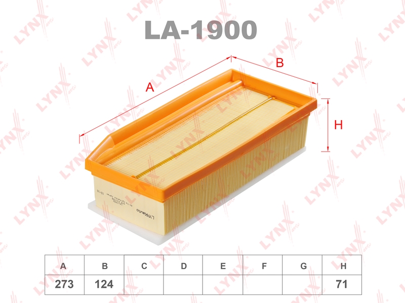 LYNXAUTO LA1900 Фильтр воздушный LADA LARGUS/VESTA/XRAY