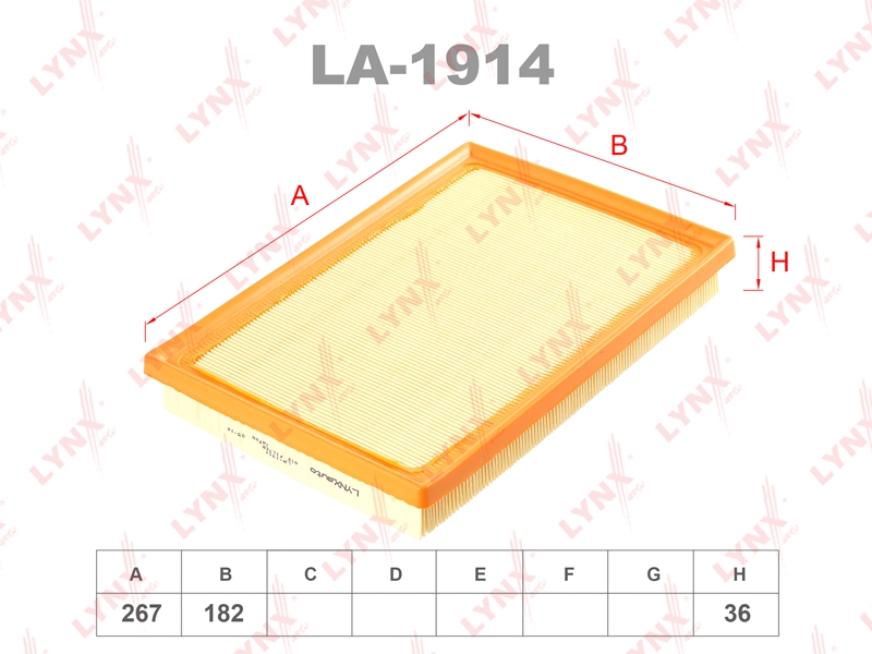 LYNXAUTO LA1914 Фильтр воздушный LEXUS LS460H/600H 06-