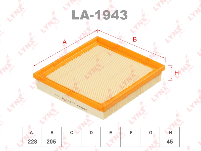 LYNXAUTO LA1943 Фильтр воздушный