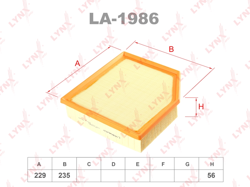 LYNXAUTO LA1986 Фильтр воздушный