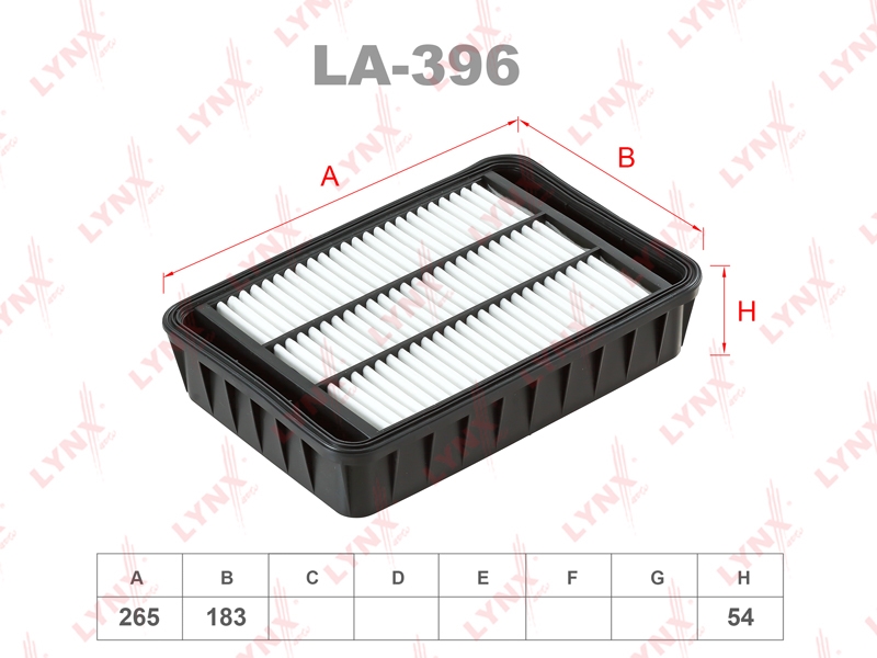 LYNXAUTO LA396 Фильтр воздушный MITSUBISHI LANCER 07-/OUTLANDER/PEUGEOT 4007
