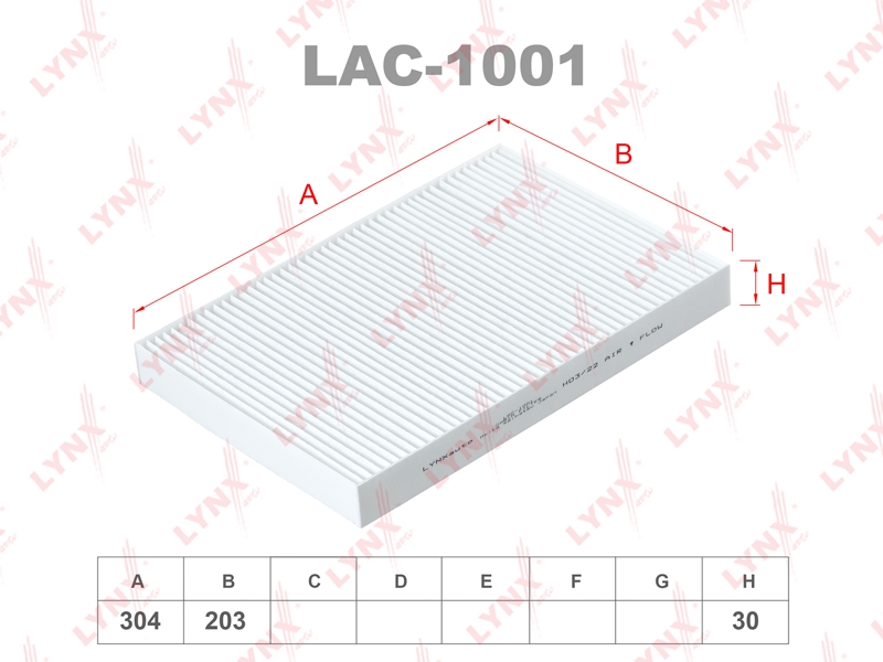 LYNXAUTO LAC1001 Фильтр салонный стандарт