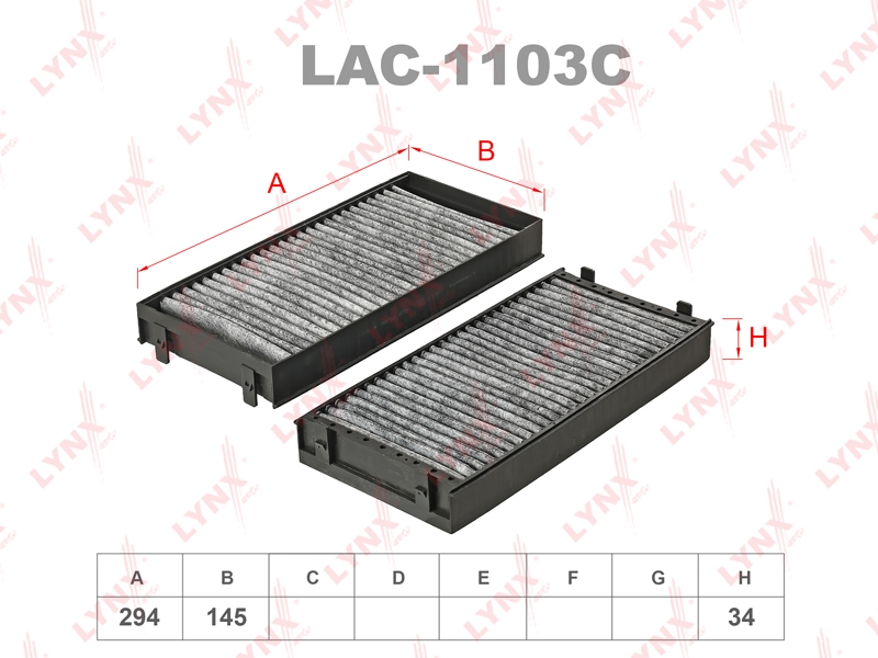 LYNXAUTO LAC1103C Фильтр салона угольный (2шт)