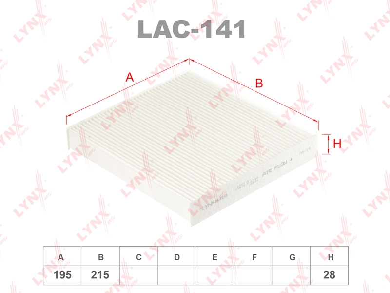 LYNXAUTO LAC141 Фильтр салонный подходит для TOYOTA Camry (V40) 06-11/(V50) 11/Corolla (E15) 06/RAV4 III 05/Land Cruiser 150 10/200 08, LEXUS RX 09 LAC-141